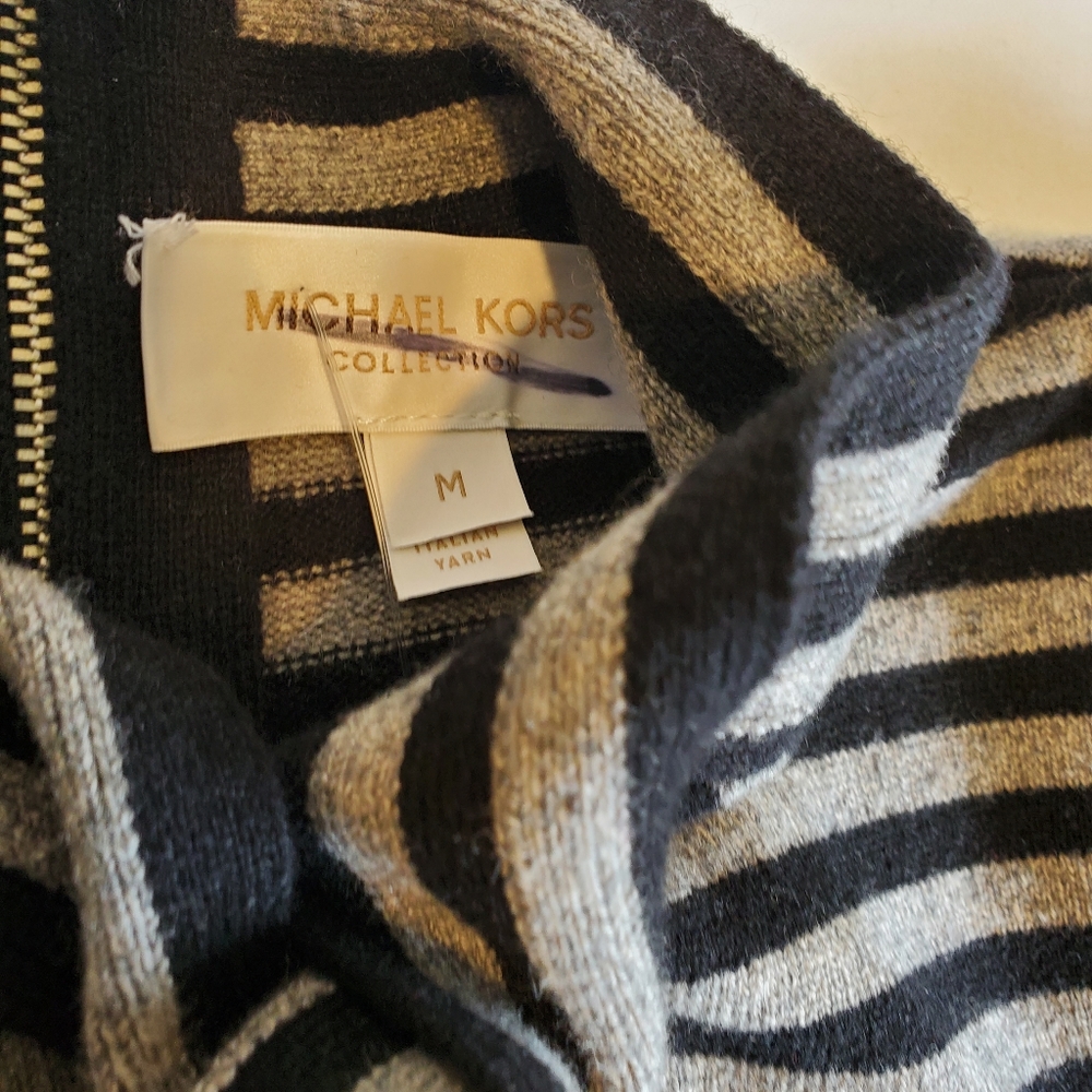 NWT$890 Michael Kors Striped Cashmere Blouse Top Sweater - Picture 9 of 15